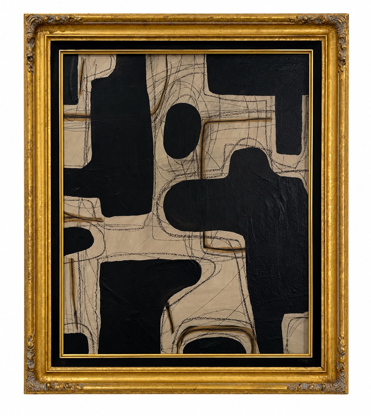 Constructed Memory, 2026 Mix Media on Canvas Board, Vintage Frame