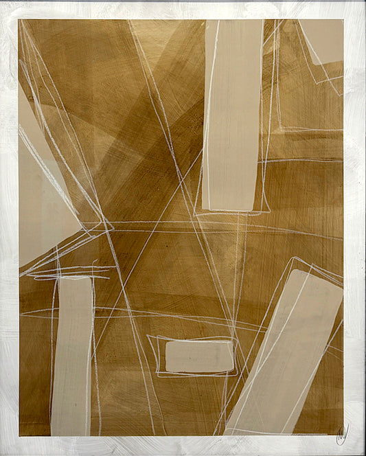 CROSSINGS I, 2026 - mix media on paper, 32" x 44